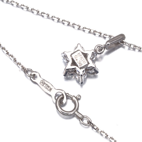ミキモト ネックレス  ダイヤ 0.34ct  フラワー K18WG 
