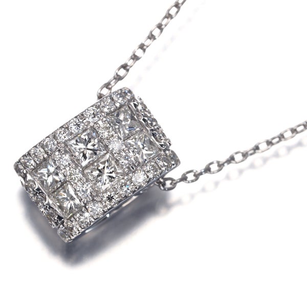 ポンテヴェキオ ネックレス  ダイヤ 0.47ct  プリンセスカット 2種カット K18WG 