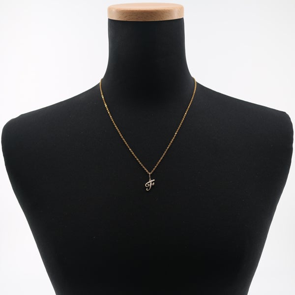ゆきざき ペンダントトップ  ダイヤ 0.05ct アルファプティ イニシャル F チャーム K18YG 