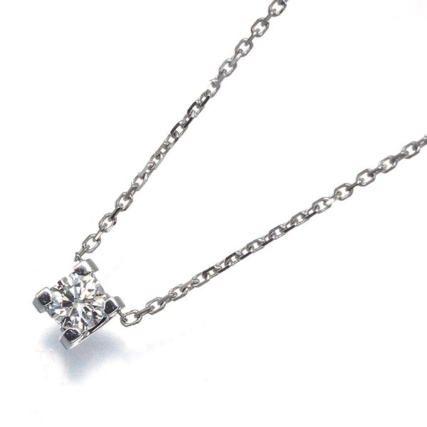 カルティエ ネックレス  ダイヤ 0.24ct E VVS2 3EX Cドゥ ソリテール K18WG 保/鑑