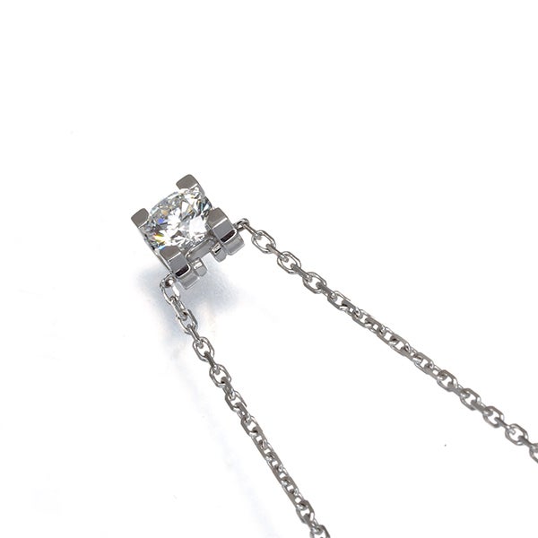 カルティエ ネックレス  ダイヤ 0.24ct E VVS2 3EX Cドゥ ソリテール K18WG 保/鑑