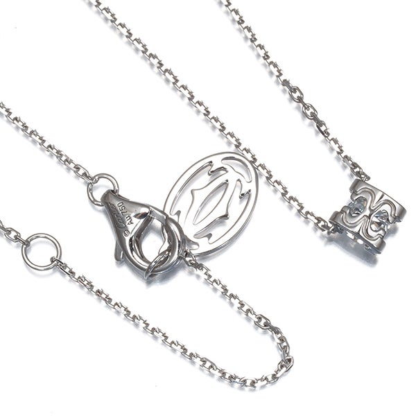 カルティエ ネックレス  ダイヤ 0.24ct E VVS2 3EX Cドゥ ソリテール K18WG 保/鑑