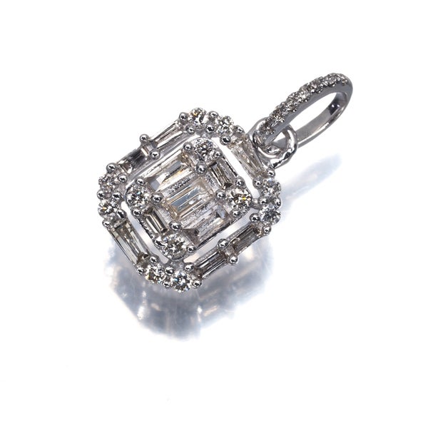  ダイヤ 0.30ct テーパー 2種カット  ペンダントトップ K18WG 