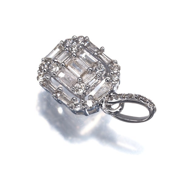  ダイヤ 0.30ct テーパー 2種カット  ペンダントトップ K18WG 